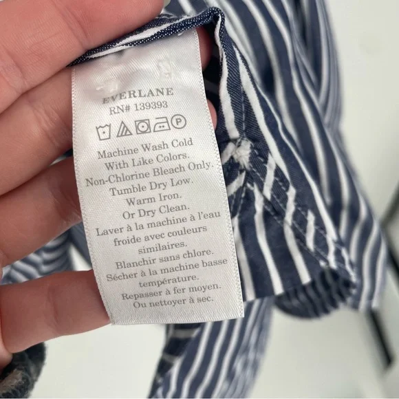 EVERLANE The Daytripper Striped Button Down Oversized Short Sleeve Shirt Dress - Picture 11 of 11